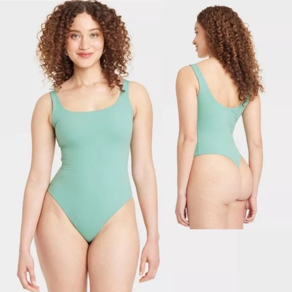Auden Aqua Green Luxury 4-Way Stretch Tank Bodysuit NWT XL